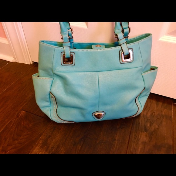NWOT - Tignanello Hobo Aqua Pebble Leather Shopper - Picture 2 of 8
